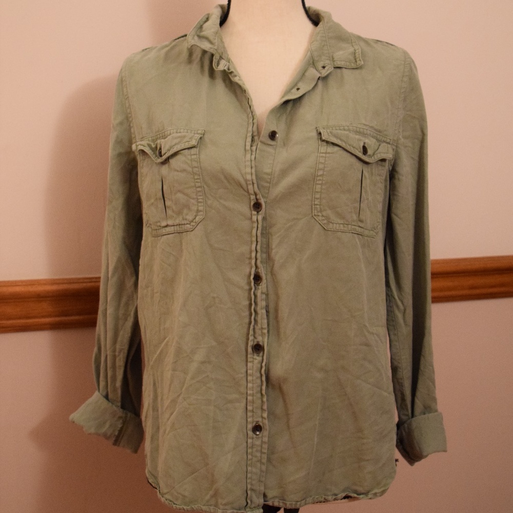 Denim Button-up Collared Shirt